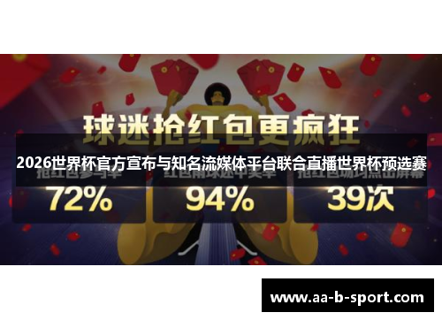 2026世界杯官方宣布与知名流媒体平台联合直播世界杯预选赛